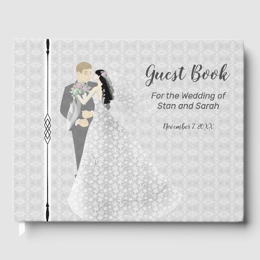 ゲストブック図解入りの、写真付きの新婦&新郎 ゲストブック (正面)