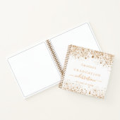 ゲストブック大学院ホワイト金ゴールドグリッター動機 ノートブック (内部)