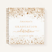 ゲストブック大学院ホワイト金ゴールドグリッター動機 ノートブック (正面)