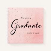 ゲストブック大学院赤面ピンク金ゴールド ノートブック (正面)