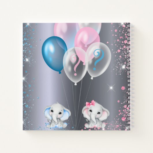 ゲストブック性別でパーティーゾウ銀表示 ノートブック (裏面)