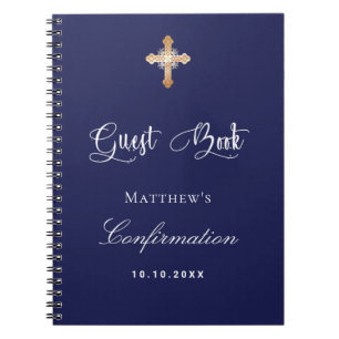 ゲストブック確認ネイビーブルーホワイト ノートブック