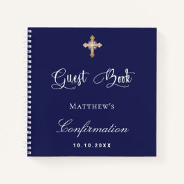 ゲストブック確認ネイビーブルーホワイト ノートブック
