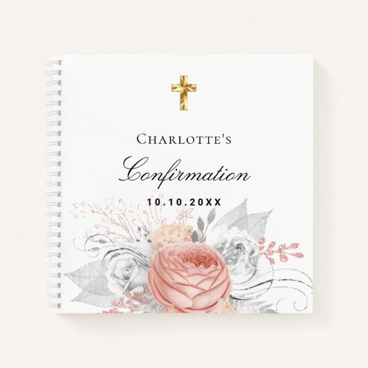 ゲストブック確認バラ金ゴールドフローラ銀 ノートブック (正面)