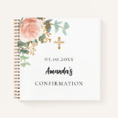 ゲストブック確認ピンクフローラ緑 ノートブック (正面)