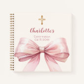 ゲストブック確認赤面ピンクボウクリーム ノートブック (正面)