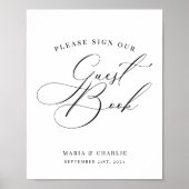 ゲストブック結婚のサインモダンエレガント ポスター (正面)