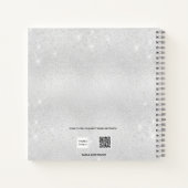 ゲストブック結婚のシルバーバイオレットグリッター写真 ノートブック (裏面)