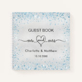 ゲストブック結婚のシルバーブルーグリッターmr mrs name ノートブック (正面)
