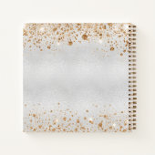 ゲストブック結婚のシルバー金ゴールドグリッター名 ノートブック (裏面)