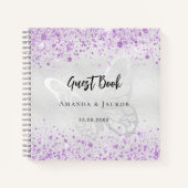 ゲストブック結婚のスミレ色の蝶 ノートブック (正面)