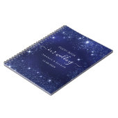 ゲストブック結婚のネイビーブルーグリッターの輝き ノートブック (左側)