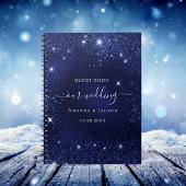 ゲストブック結婚のネイビーブルーグリッターの輝き ノートブック