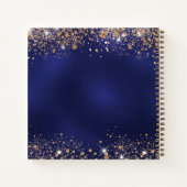 ゲストブック結婚のネイビーブルー金ゴールドの輝き ノートブック (裏面)