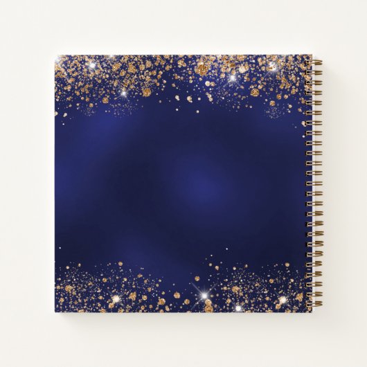 ゲストブック結婚のネイビーブルー金ゴールドの輝き ノートブック (裏面)