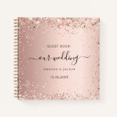 ゲストブック結婚のバラ金ゴールドスクリプト ノートブック (正面)