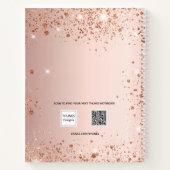 ゲストブック結婚のバラ金ゴールド赤面グリッター名 ノートブック (裏面)