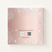 ゲストブック結婚のバラ金ゴールド銀グリッターハート ノートブック (裏面)