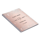 ゲストブック結婚のバラ金ゴールド銀グリッターハート ノートブック (右側)