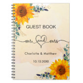 ゲストブック結婚のヒマワリのユーカリmr mrs ノートブック (正面)