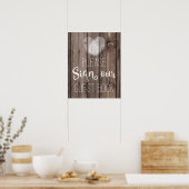 ゲストブック結婚のフローラ素朴な木結婚のサイン ポスター (キッチン)