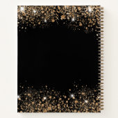 ゲストブック結婚のブラック金ゴールドグリッター ノートブック (裏面)