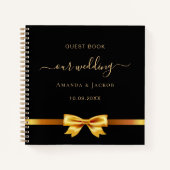 ゲストブック結婚のブラック金ゴールドボウ ノートブック (正面)