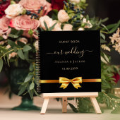 ゲストブック結婚のブラック金ゴールドボウ ノートブック