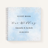 ゲストブック結婚のベビーブルーシルバーグリッター ノートブック (正面)