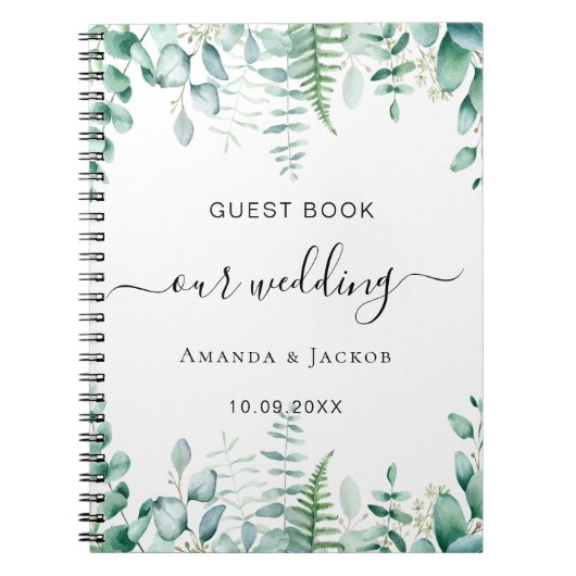 ゲストブック結婚のユーカリの緑の森 ノートブック (正面)