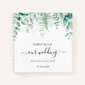 ゲストブック結婚のユーカリの緑の森 ノートブック (正面)
