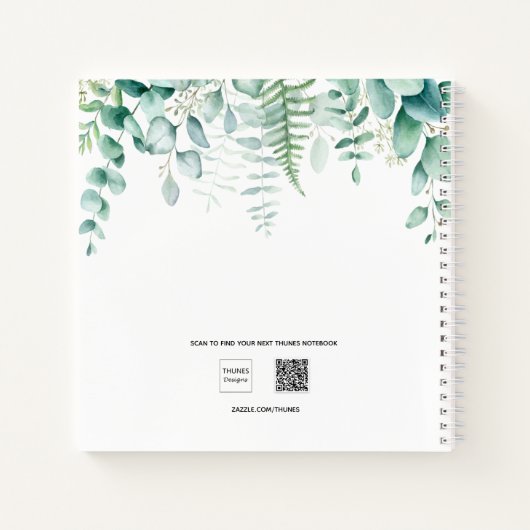 ゲストブック結婚のユーカリの緑の森 ノートブック (裏面)