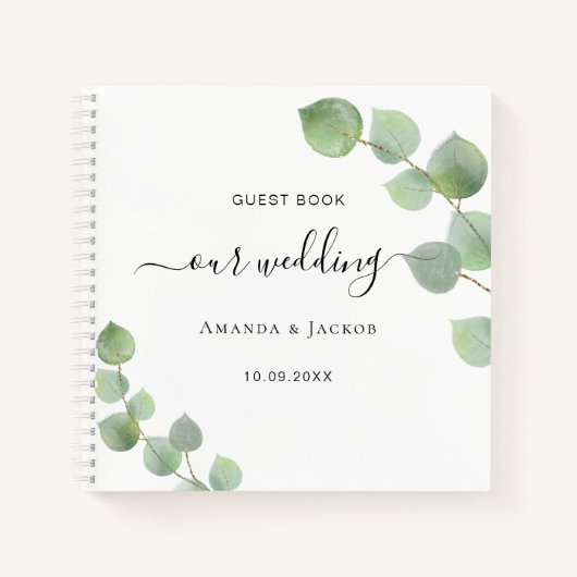 ゲストブック結婚のユーカリの緑 ノートブック (正面)