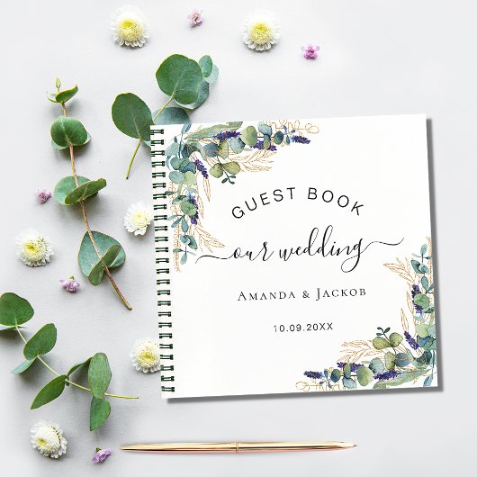 ゲストブック結婚のユーカリの緑 ノートブック