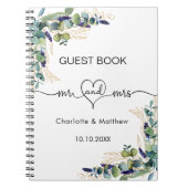 ゲストブック結婚のユーカリmr mrsハートバジェット ノートブック (正面)