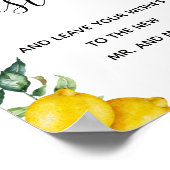 ゲストブック結婚のレモンのサイン ポスター (角)