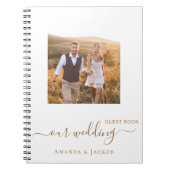 ゲストブック結婚の写真白金ゴールドモダン ノートブック (正面)