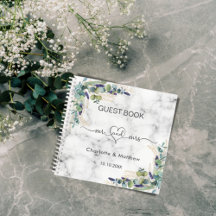 ゲストブック結婚の大理石ユーカリmr mrs
