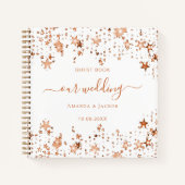 ゲストブック結婚の白いバラの金ゴールド ノートブック (正面)