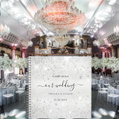 ゲストブック結婚の銀グリッターダストモノグラム ノートブック