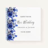ゲストブック結婚の青王室のい花の白 ノートブック (正面)