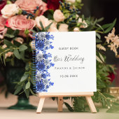 ゲストブック結婚の青王室のい花の白 ノートブック