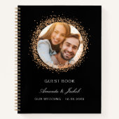 ゲストブック結婚の黒いバラ金ゴールド写真 ノートブック (正面)