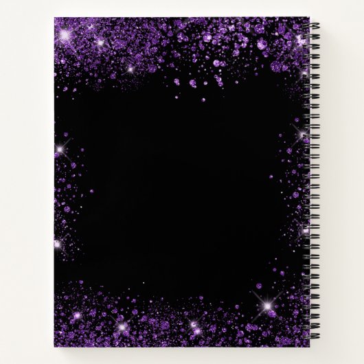 ゲストブック結婚の黒い紫の写真ハート ノートブック (裏面)