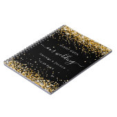 ゲストブック結婚の黒い金ゴールド紙吹雪予算 ノートブック (左側)