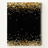 ゲストブック結婚の黒い金ゴールド紙吹雪 ノートブック (裏面)