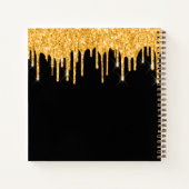 ゲストブック結婚の黒金ゴールドグリッターバルーン ノートブック (裏面)