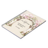 ゲストブック結婚のmr mrsハートピンク花模様アーチ ノートブック (左側)