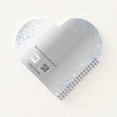 ゲストブック結婚ズシルバーネイビーブルー花模様ハート ノートブック (裏面)