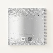 ゲストブック結婚ズシルバーホワイト花模様ユーカリ ノートブック (裏面)